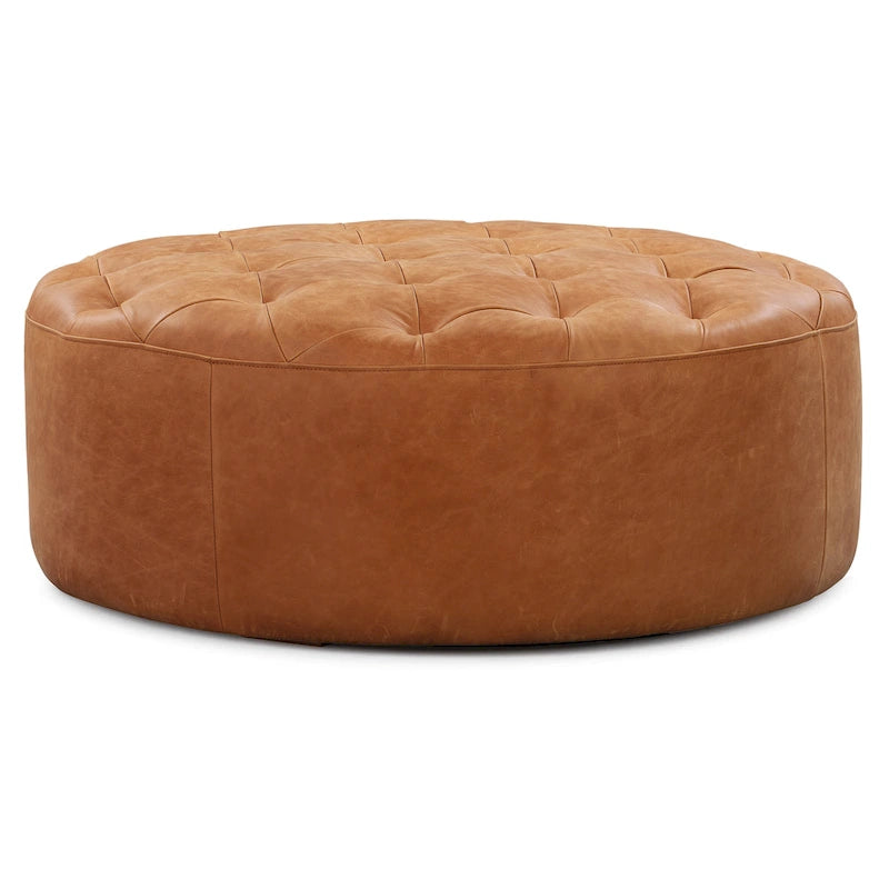 Pouf en cuir pleine fleur italien véritable Ottoman