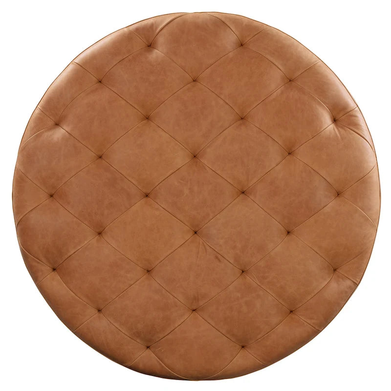 Pouf en cuir pleine fleur italien véritable Ottoman