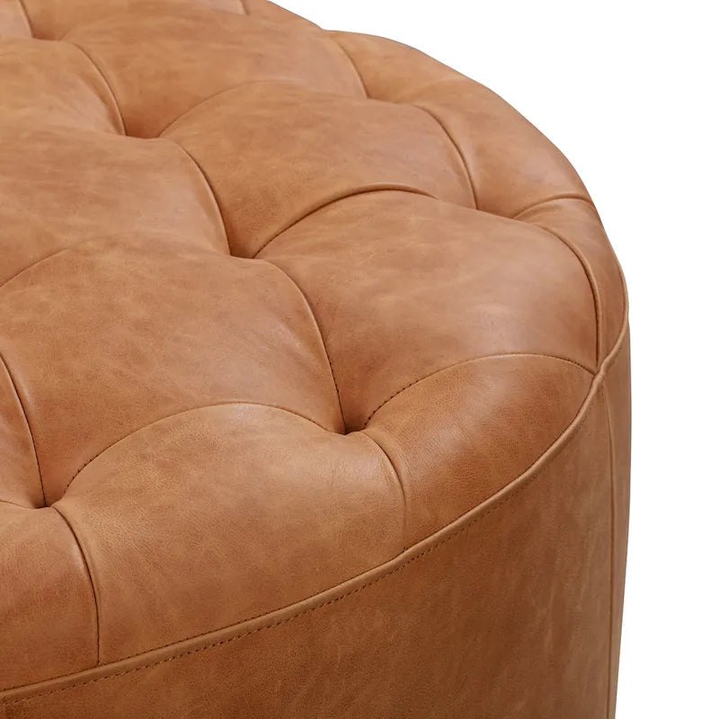 Pouf en cuir pleine fleur italien véritable Ottoman