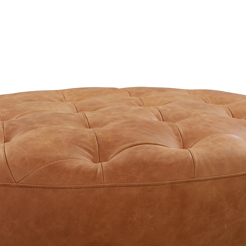 Pouf en cuir pleine fleur italien véritable Ottoman