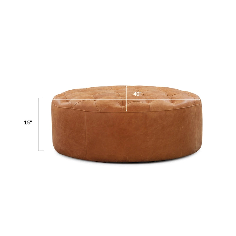 Pouf en cuir pleine fleur italien véritable Ottoman