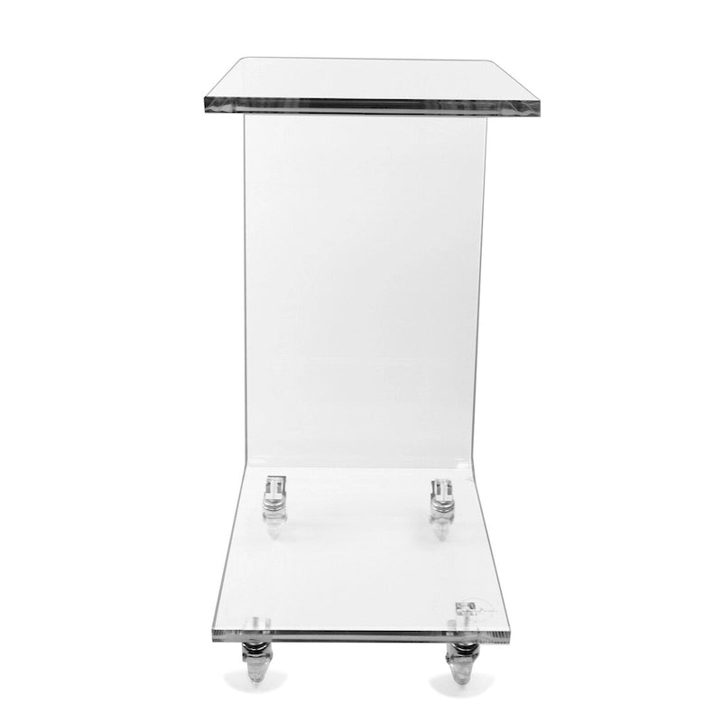 Table d'appoint moderne en acrylique avec roulettes