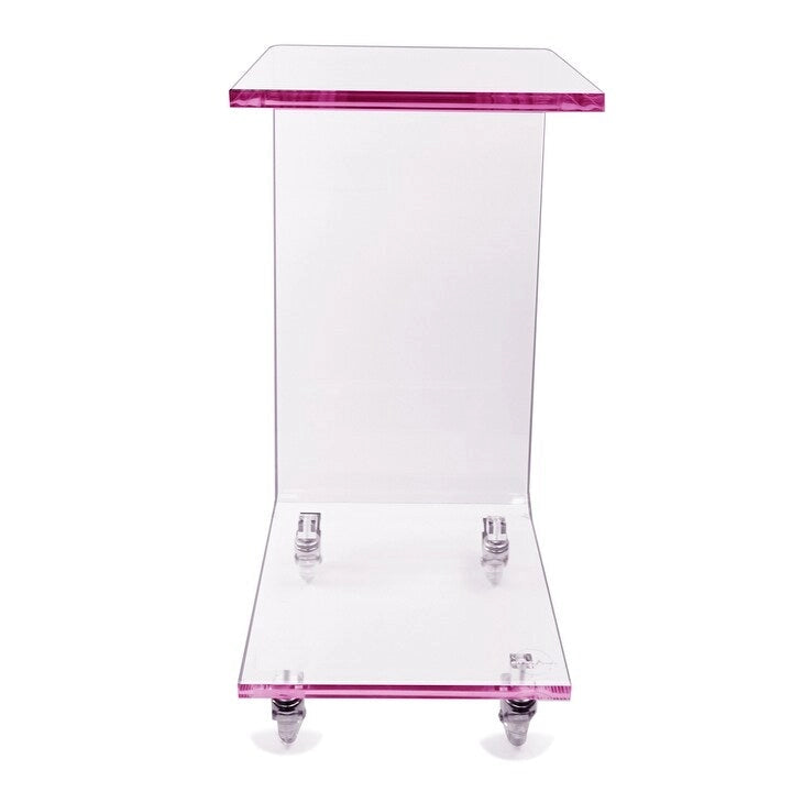Table d'appoint moderne en acrylique avec roulettes