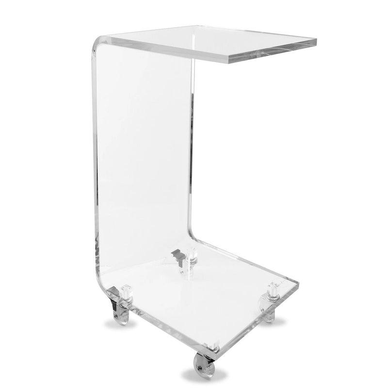 Table d'appoint moderne en acrylique avec roulettes