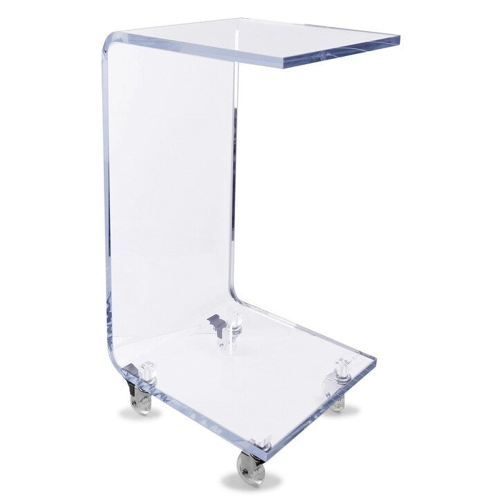 Table d'appoint moderne en acrylique avec roulettes