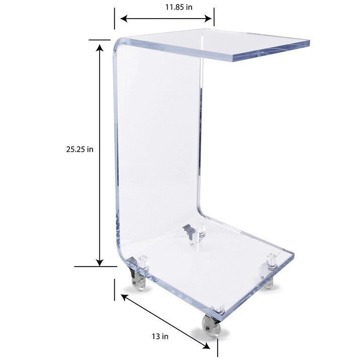 Table d'appoint moderne en acrylique avec roulettes