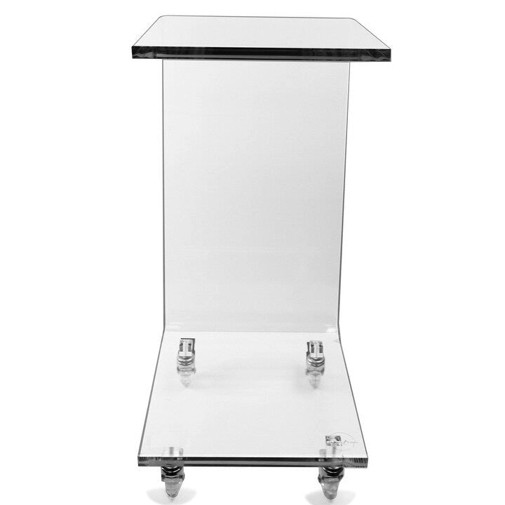 Table d'appoint moderne en acrylique avec roulettes