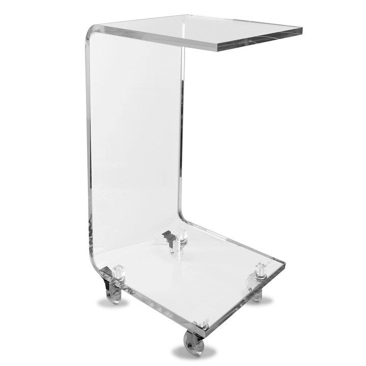 Table d'appoint moderne en acrylique avec roulettes