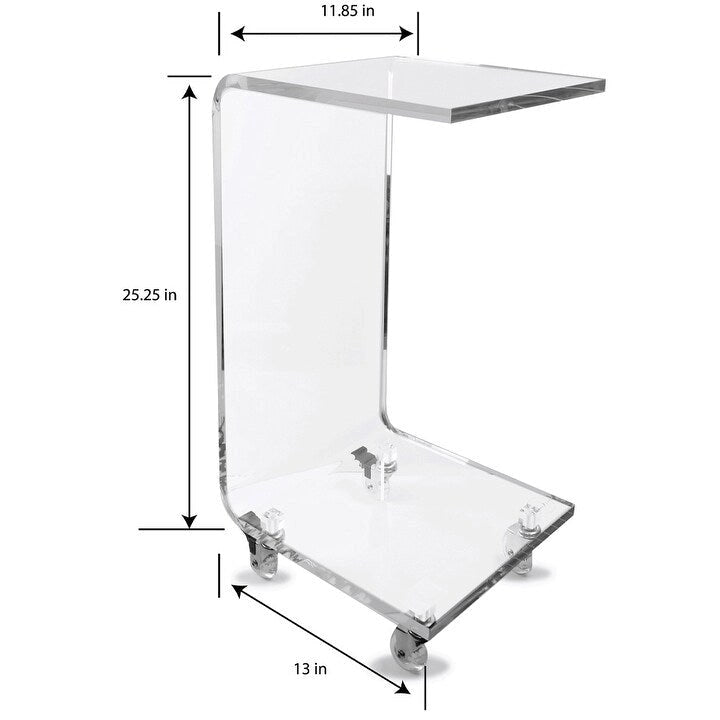 Table d'appoint moderne en acrylique avec roulettes