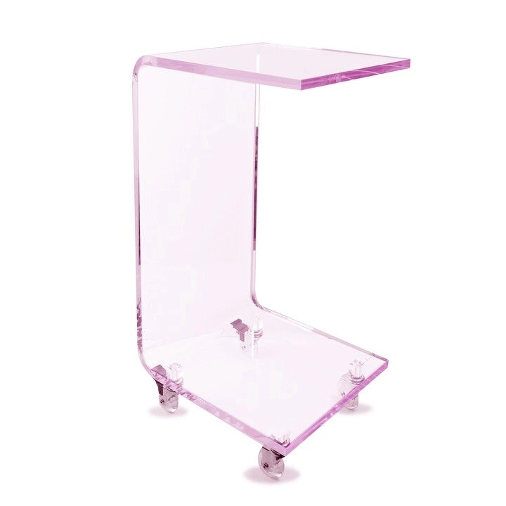 Table d'appoint moderne en acrylique avec roulettes