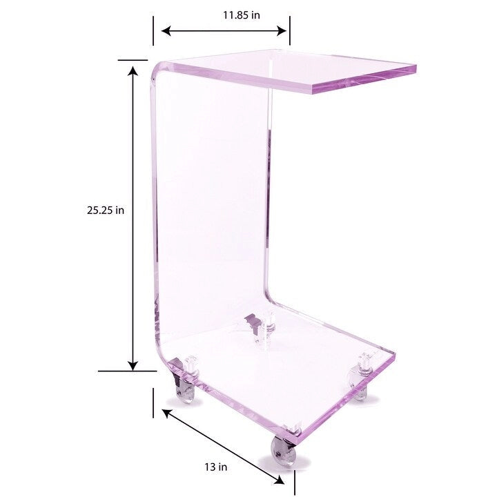 Table d'appoint moderne en acrylique avec roulettes