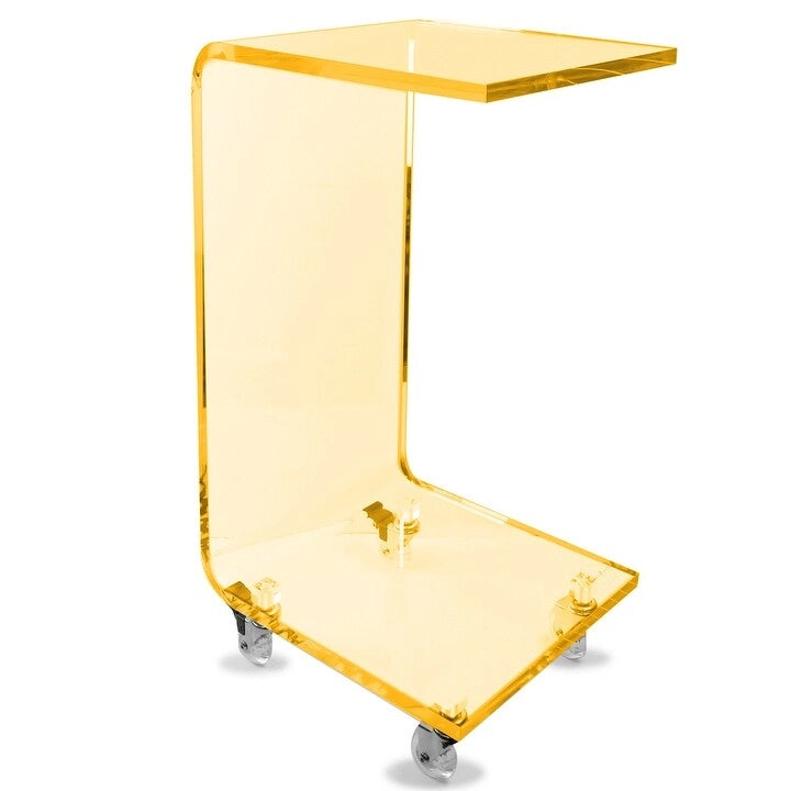 Table d'appoint moderne en acrylique avec roulettes
