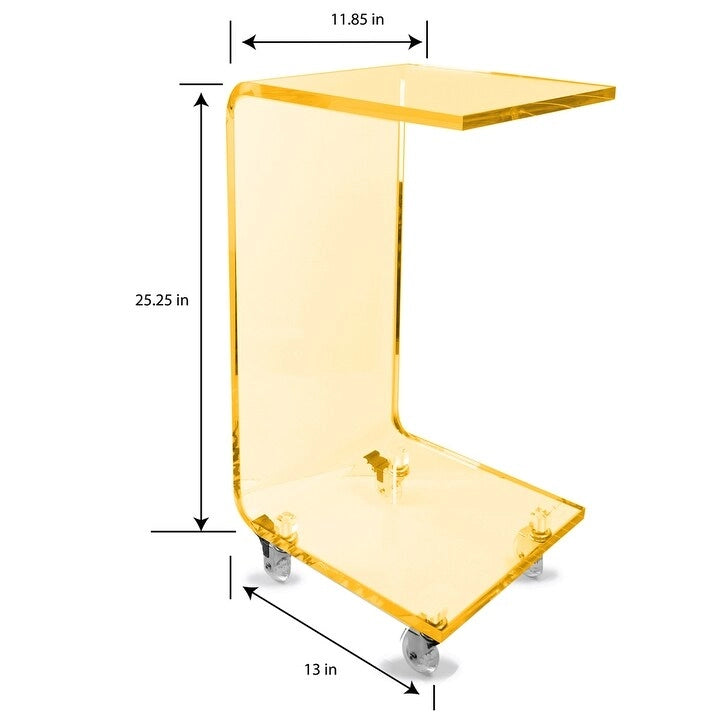 Table d'appoint moderne en acrylique avec roulettes