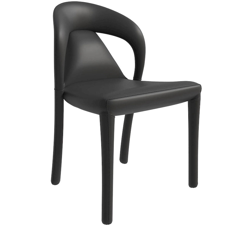 Chaise de salle à manger moderne en similicuir rembourré avec pieds en acier