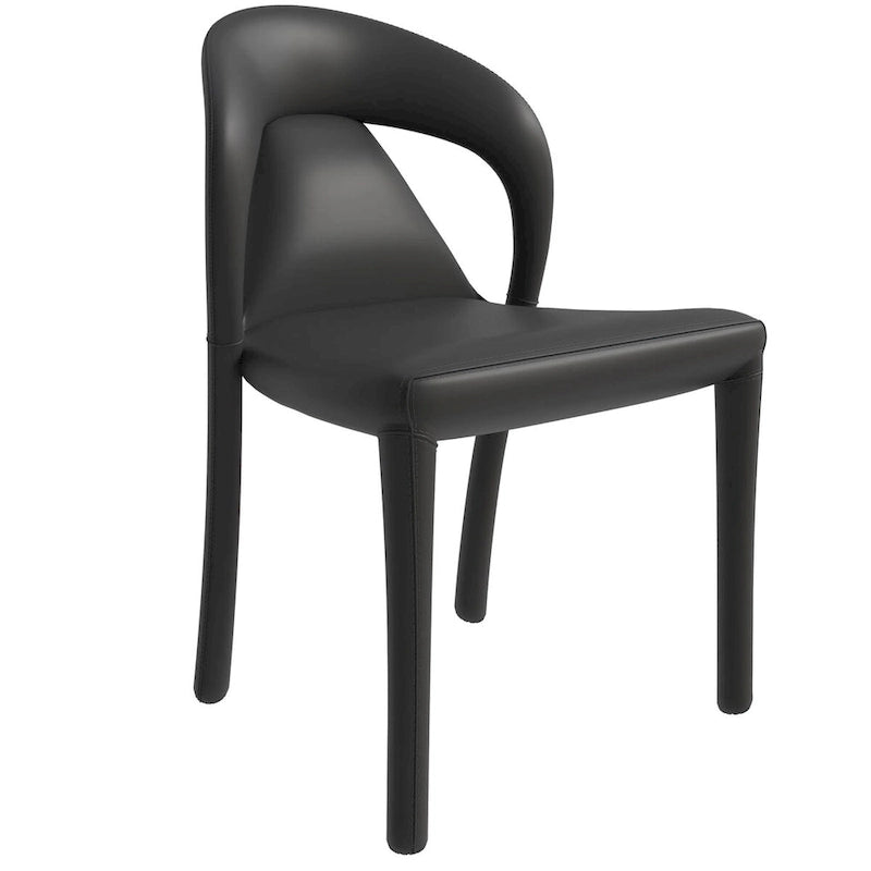 Chaise de salle à manger moderne en similicuir rembourré avec pieds en acier