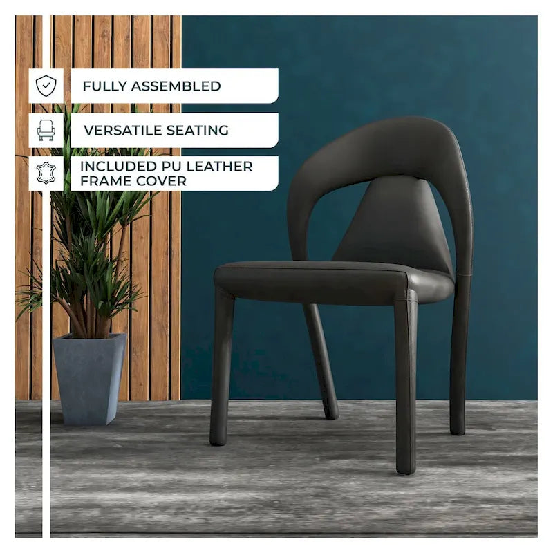Chaise de salle à manger moderne en similicuir rembourré avec pieds en acier