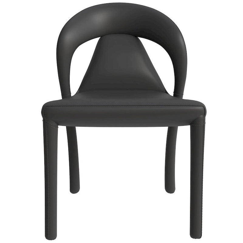 Chaise de salle à manger moderne en similicuir rembourré avec pieds en acier