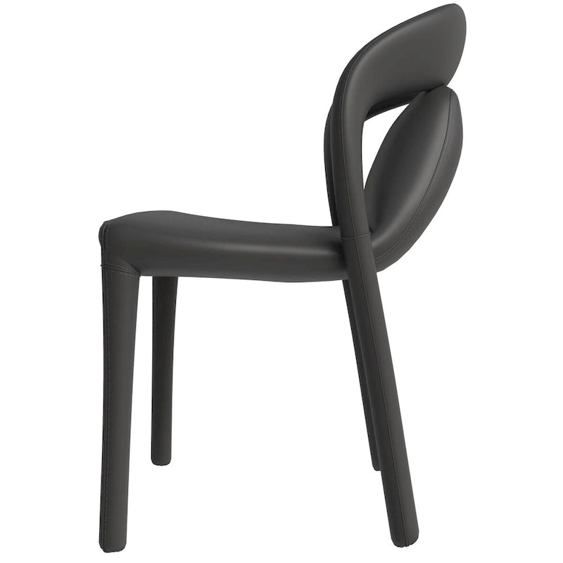 Chaise de salle à manger moderne en similicuir rembourré avec pieds en acier