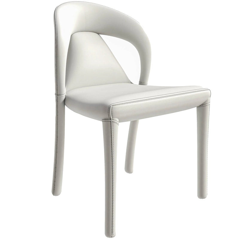 Chaise de salle à manger moderne en similicuir rembourré avec pieds en acier