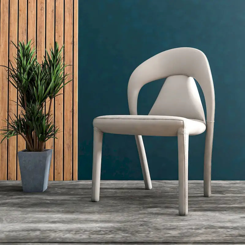 Chaise de salle à manger moderne en similicuir rembourré avec pieds en acier