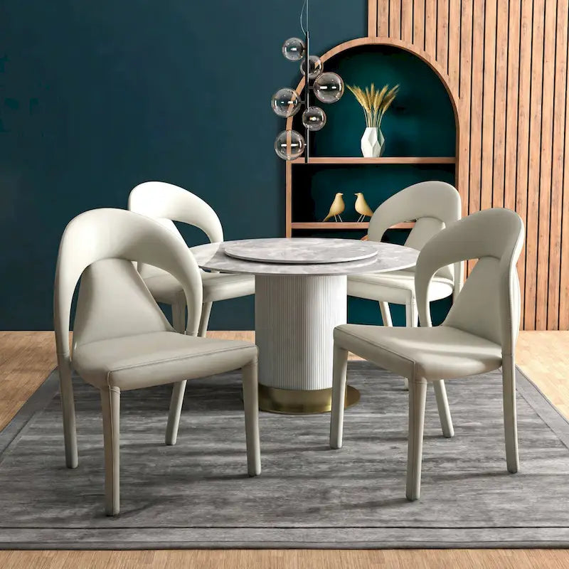 Chaise de salle à manger moderne en similicuir rembourré avec pieds en acier