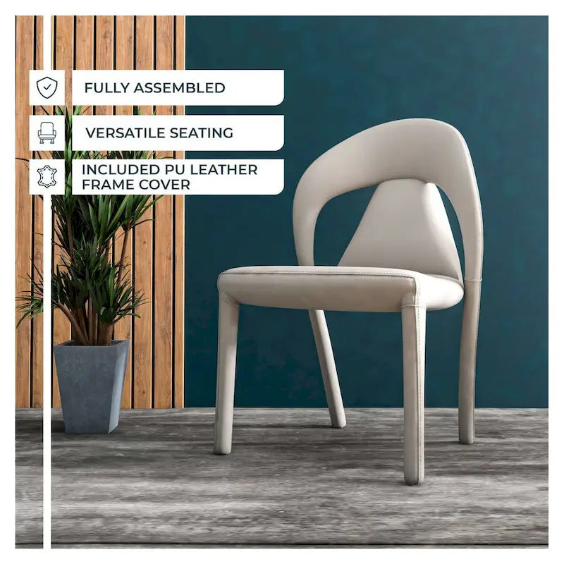 Chaise de salle à manger moderne en similicuir rembourré avec pieds en acier
