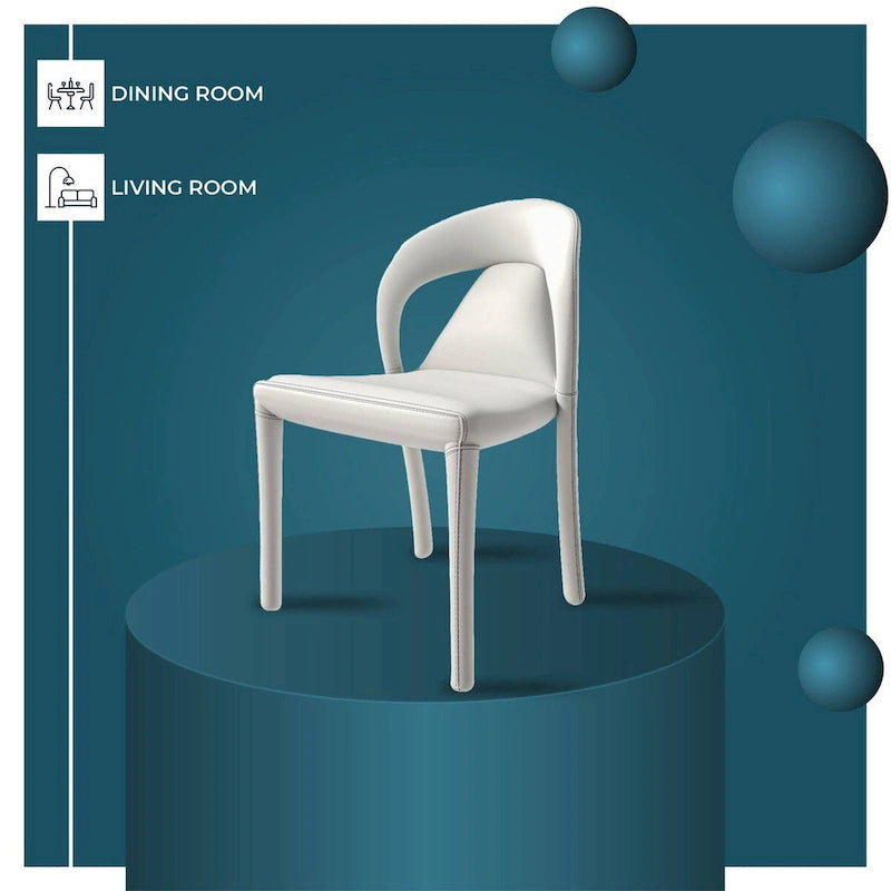 Chaise de salle à manger moderne en similicuir rembourré avec pieds en acier