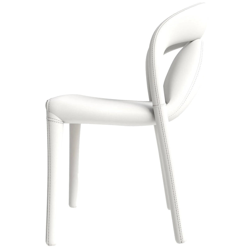 Chaise de salle à manger moderne en similicuir rembourré avec pieds en acier