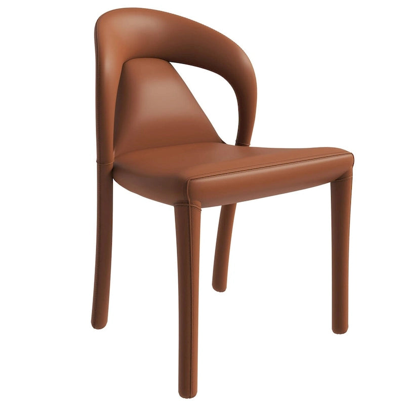 Chaise de salle à manger moderne en similicuir rembourré avec pieds en acier