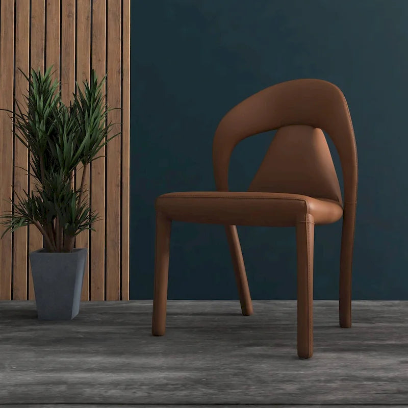Chaise de salle à manger moderne en similicuir rembourré avec pieds en acier