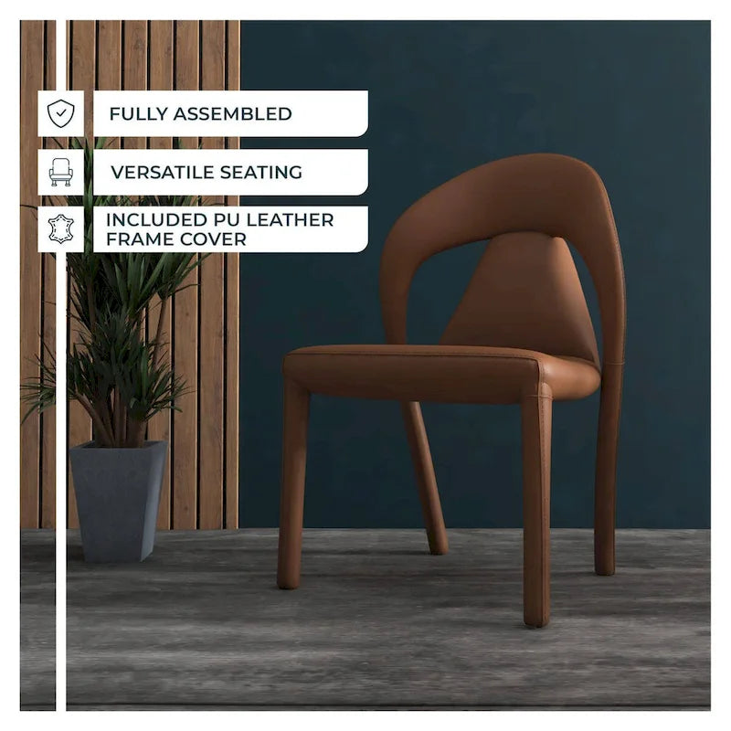 Chaise de salle à manger moderne en similicuir rembourré avec pieds en acier