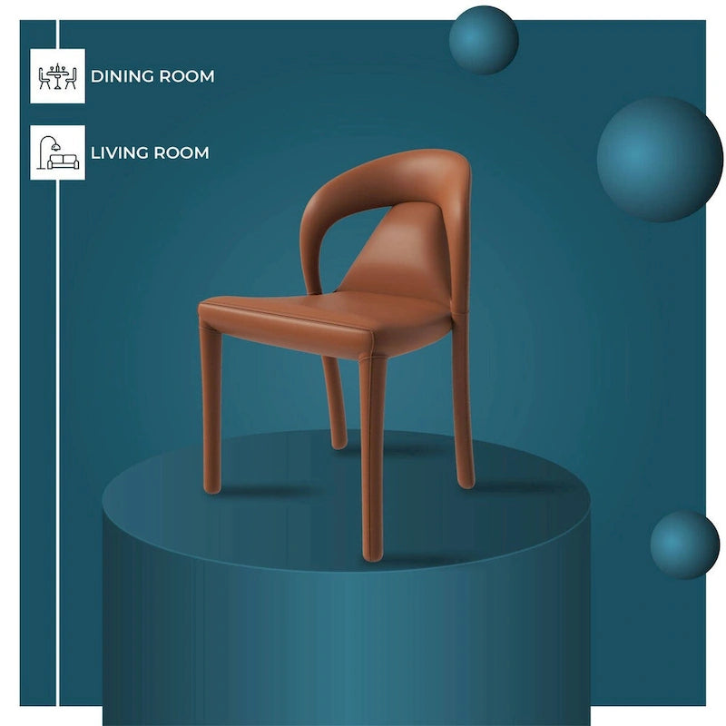 Chaise de salle à manger moderne en similicuir rembourré avec pieds en acier