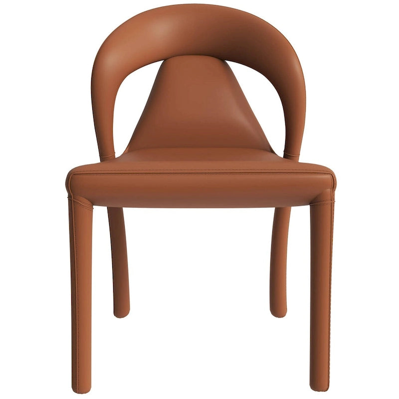 Chaise de salle à manger moderne en similicuir rembourré avec pieds en acier