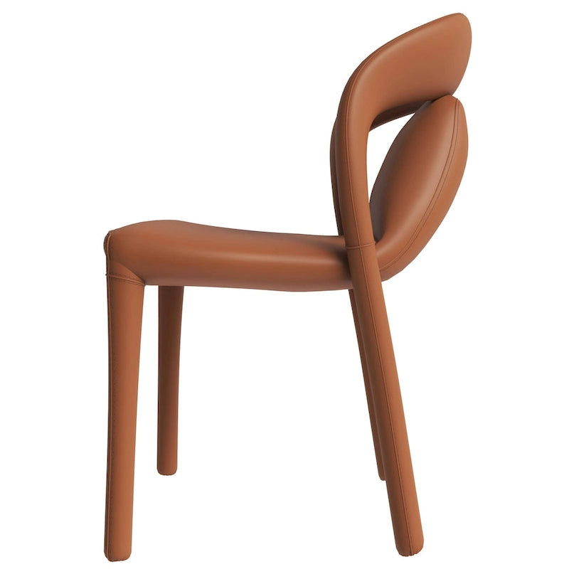 Chaise de salle à manger moderne en similicuir rembourré avec pieds en acier