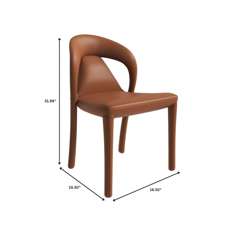 Chaise de salle à manger moderne en similicuir rembourré avec pieds en acier