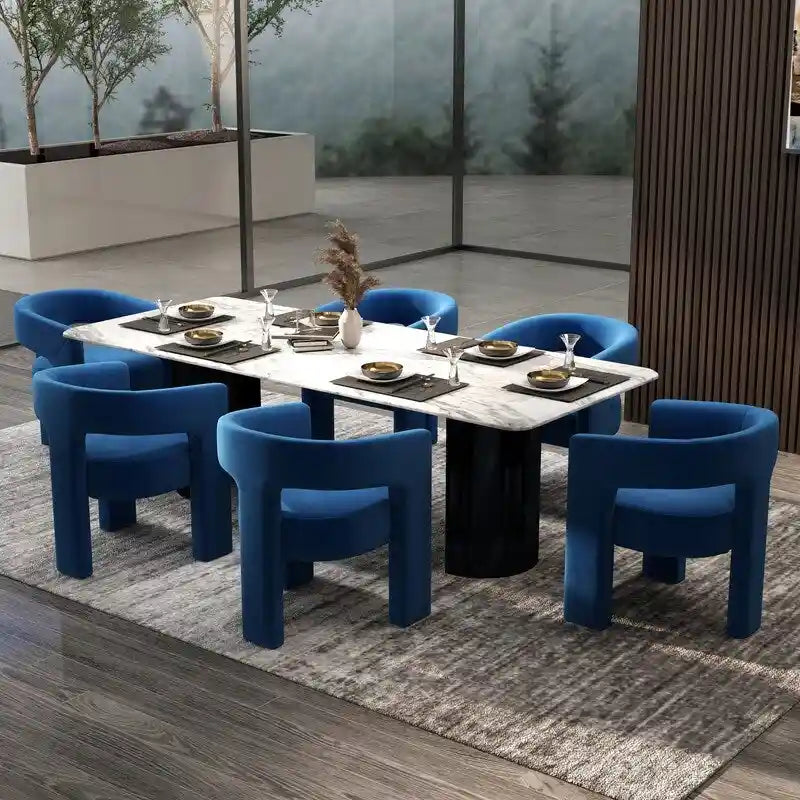 Chaise de salle à manger d'appoint en velours capitonnée, dossier ajouré, avec accoudoirs