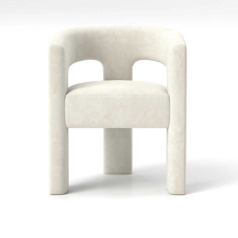 Chaise de salle à manger d'appoint en velours capitonnée, dossier ajouré, avec accoudoirs
