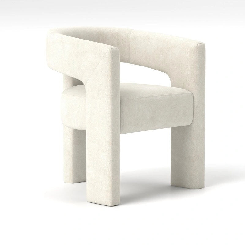 Chaise de salle à manger d'appoint en velours capitonnée, dossier ajouré, avec accoudoirs