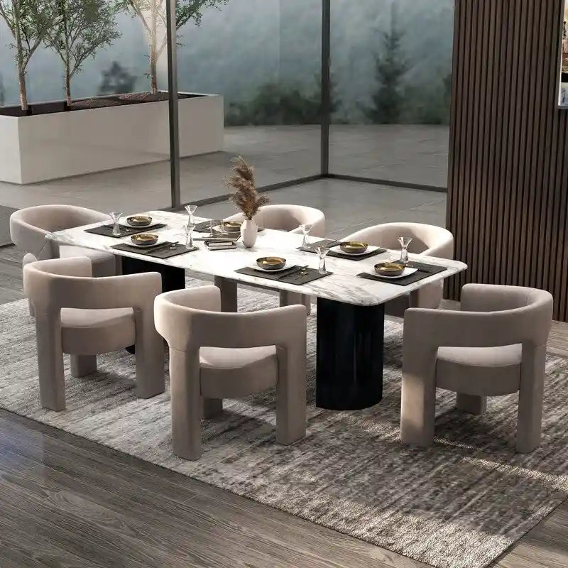 Chaise de salle à manger d'appoint en velours capitonnée, dossier ajouré, avec accoudoirs