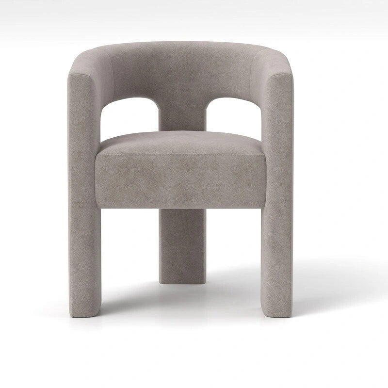 Chaise de salle à manger d'appoint en velours capitonnée, dossier ajouré, avec accoudoirs