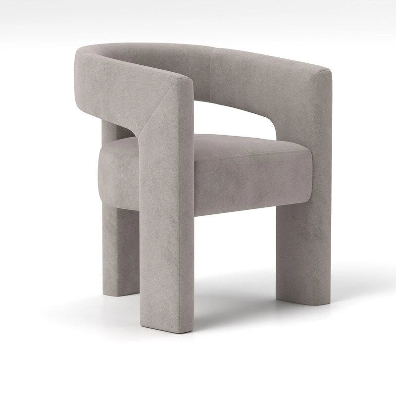 Chaise de salle à manger d'appoint en velours capitonnée, dossier ajouré, avec accoudoirs