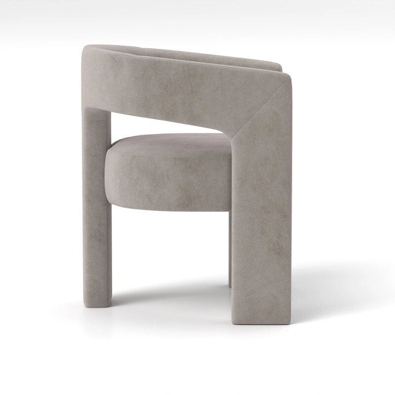 Chaise de salle à manger d'appoint en velours capitonnée, dossier ajouré, avec accoudoirs