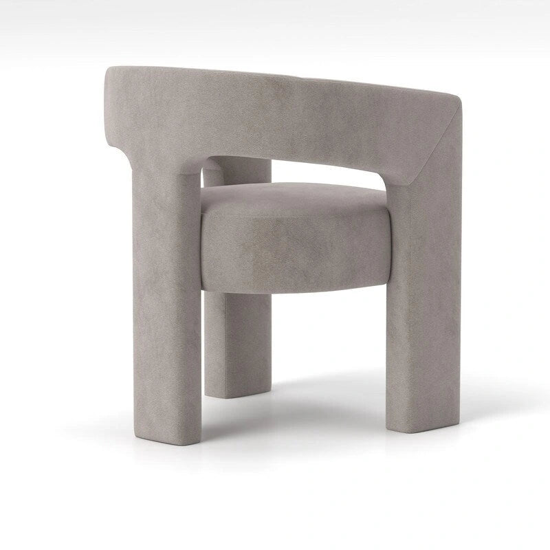 Chaise de salle à manger d'appoint en velours capitonnée, dossier ajouré, avec accoudoirs