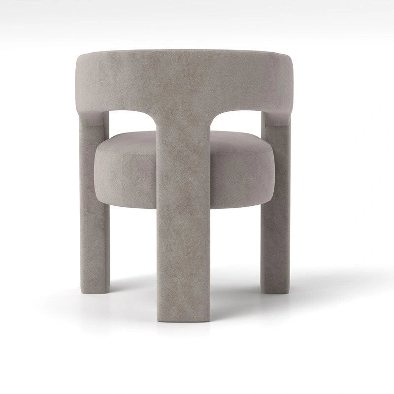 Chaise de salle à manger d'appoint en velours capitonnée, dossier ajouré, avec accoudoirs