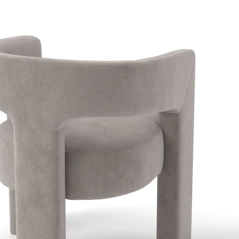 Chaise de salle à manger d'appoint en velours capitonnée, dossier ajouré, avec accoudoirs