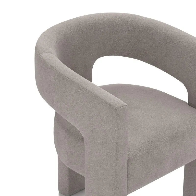Chaise de salle à manger d'appoint en velours capitonnée, dossier ajouré, avec accoudoirs
