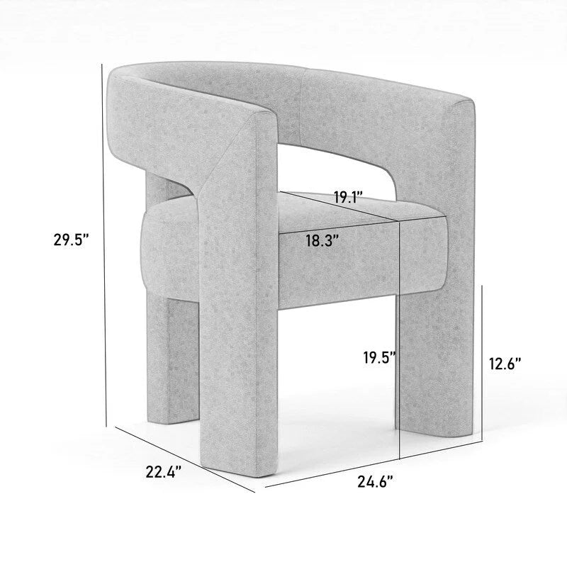 Chaise de salle à manger d'appoint en velours capitonnée, dossier ajouré, avec accoudoirs