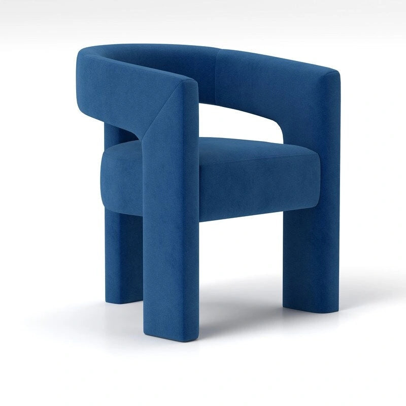 Chaise de salle à manger d'appoint en velours capitonnée, dossier ajouré, avec accoudoirs