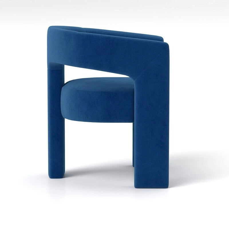 Chaise de salle à manger d'appoint en velours capitonnée, dossier ajouré, avec accoudoirs