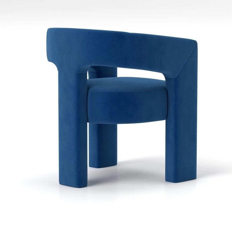Chaise de salle à manger d'appoint en velours capitonnée, dossier ajouré, avec accoudoirs